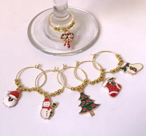 Marcadores de Taça Esmaltado - com 6 / Natal