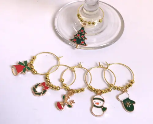 Marcadores de Taça Esmaltado - com 6 / Natal