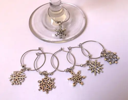 Marcadores de Taça Flocos - com 6 Natal / Ano Novo