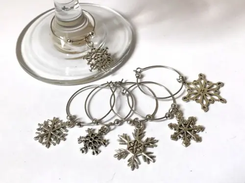 Marcadores de Taça Flocos de Neve - com 6 Natal / Ano Novo