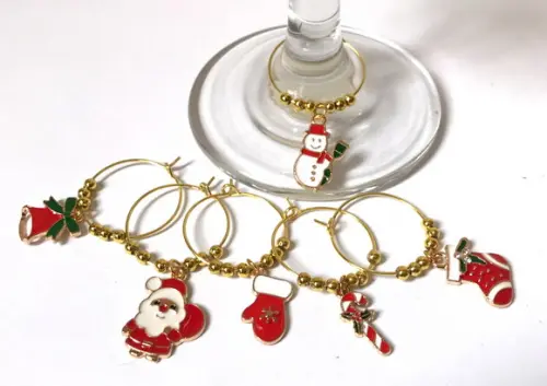 Marcadores de Taça Esmaltado - com 6 / Natal