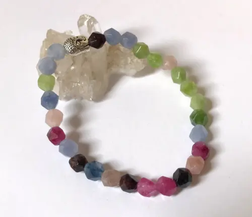Pulseira Japamala 27 Contas Jade Facetada Mix de Cores