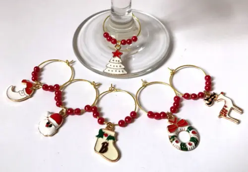 Marcadores de Taça Esmaltado - com 6 / Natal