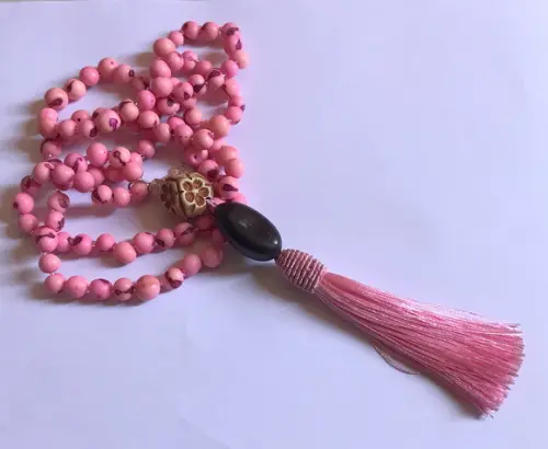 Japamala 108 Contas Açai Rosa E Jatobá