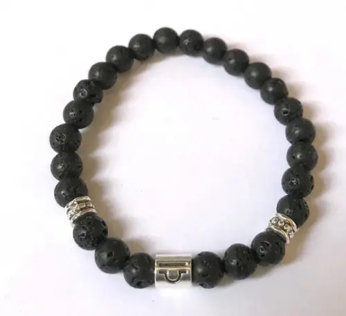 Pulseira com Lava Vulcânica e Signos do Zodiaco