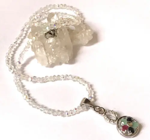 Choker Cristal Ab 2 mm e Pingente Rubi Safira e Esmeralda