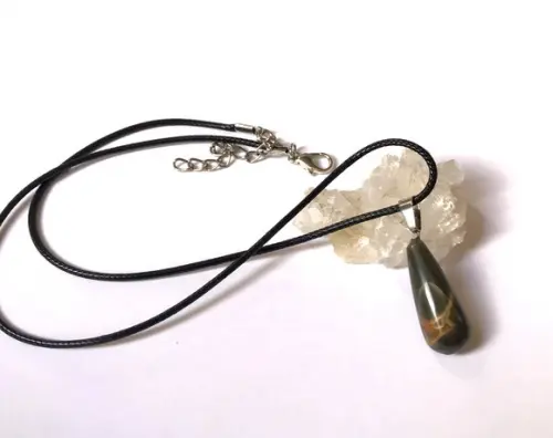 Cordão Colar com Pingente Gota Jaspe