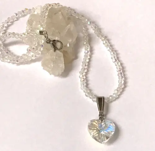 Choker Cristal Ab 2 mm e Pingente com Cristal Aurora Boreal