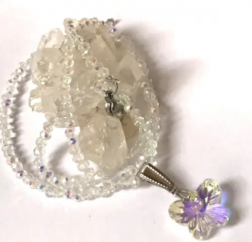 Choker cristal AB 2 mm e Pingente com Cristal aurora boreal