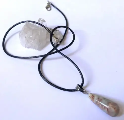 Cordão Colar com Pingente Gota de Jaspe Imperial