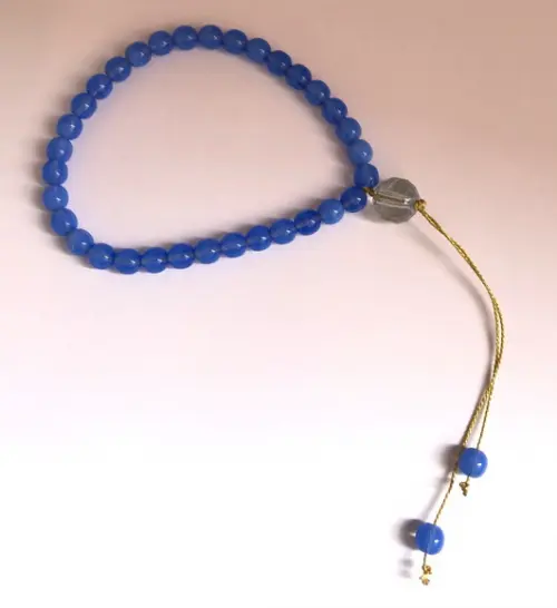 Masbaha ou misbaha 33 contas Cristal theco azul