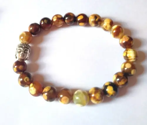 Pulseira Japamala 21 Contas com Ágata e Buda