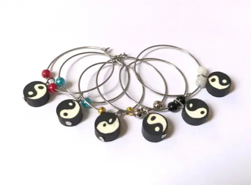Marcadores de taça com simbolo yin yang 6 peças