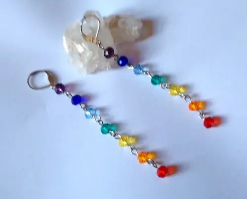 Brinco gancho com Cristais 7 chakras