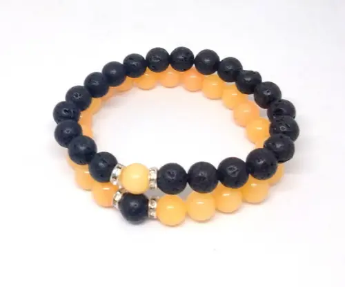 Pulseira Japamala 21 Contas Jade Amarela Lava Kit com 2