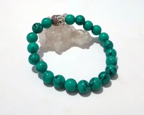 Pulseira Japamala 21 contas howlita azul Esverdeada