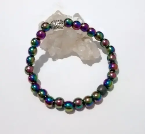 Pulseira Japamala com hematitas iridisadas 27 contas