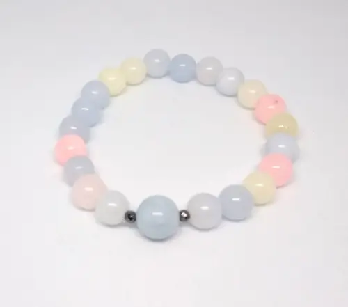 Pulseira Japamala com Morganita e Água Marinha 21 Contas
