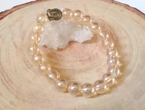 Pulseira Japamala 21 contas murano ambar e mini buda