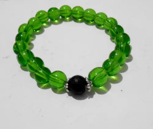 Pulseira Japamala 21 contas cristal e lava vulcãnica