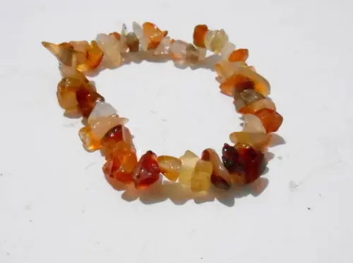 Pulseira pedra natural em cascalhos ágata fogo