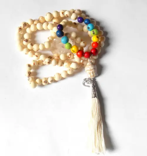Japamala Colar 108 Contas Açai 7 Chakras e Buda