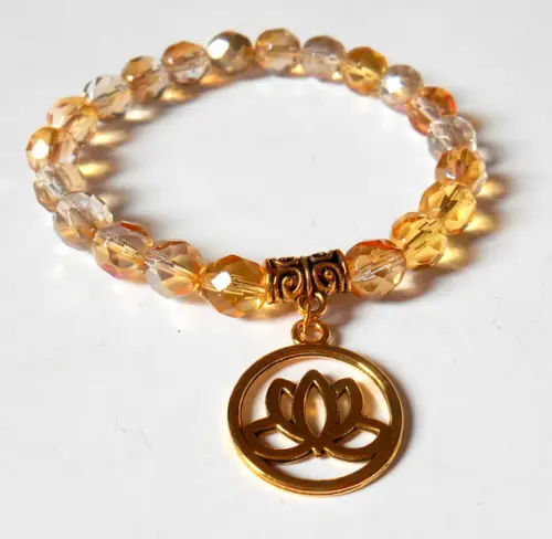 Pulseira Japamala com Cristais Theco e Flor de Lótus