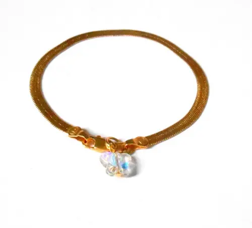 Pulseira folheada a ouro com borboleta de cristal AB