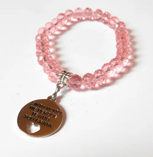 Pulseira Japamala com Cristais e Pingente Hooponopono