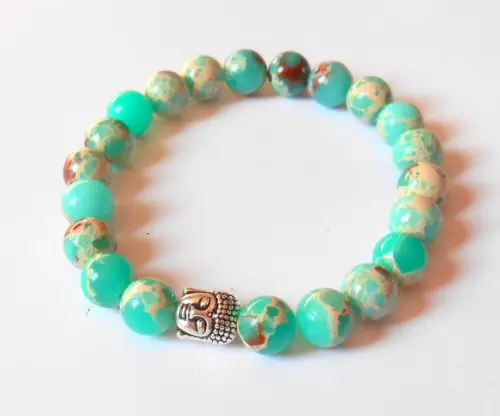 Pulseira Japamala com Jaspe Imperial 21 Contas e Buda