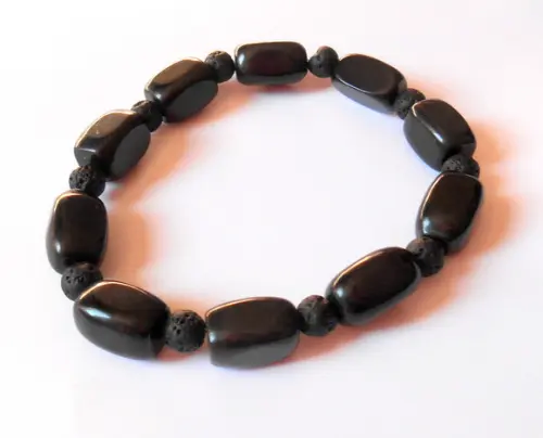 Pulseira Ônix e Lava vulcânica