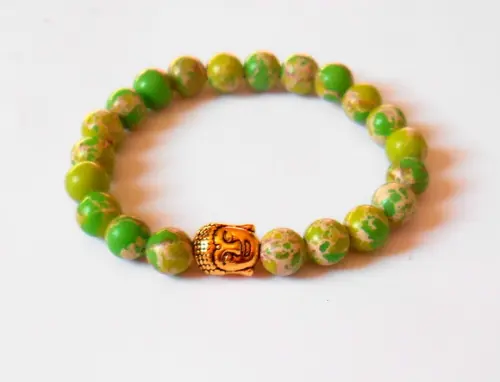Pulseira Japamala com jaspe imperial verde 21 contas