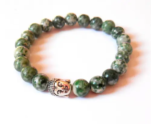 Pulseira Japamala com Jaspe Esmeralda 21 Contas e Buda