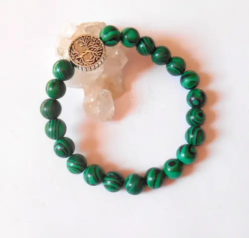 Pulseira Japamala com malaquita 21 contas