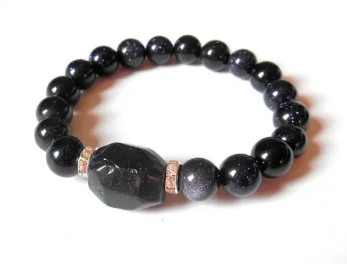 Pulseira Ajustavel Pedra Estrela e Cristais Rondelles