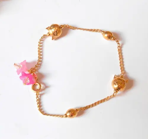 Pulseira folheada a ouro e gato