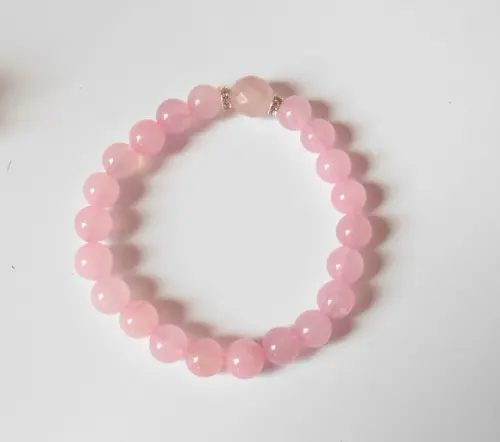 Pulseira Japamala com Quartzo Rosa 21 Contas e Cristais