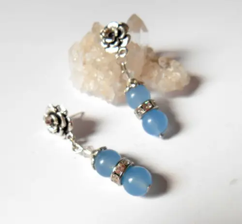 Brinco pino Jade azul,clara