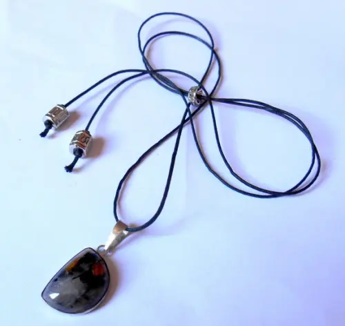 Cordão colar com pingente ágata ajustável shoker