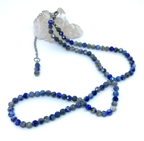 Choker Colar com Sodalitas Facetadas e Aço Inox