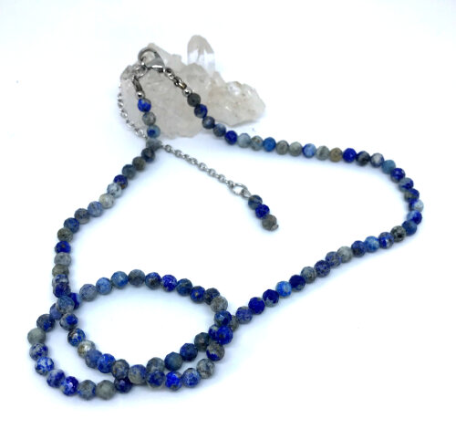 Choker Colar com Sodalitas Facetadas e Aço Inox