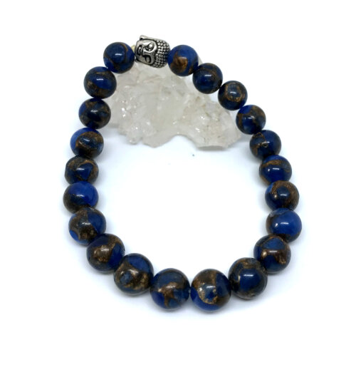 Pulseira Japamala com Jaspe 21 Contas e Buda Prateado