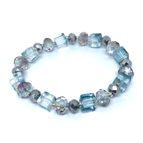 Conjunto luxo brinco e pulseira cristal boreal ( cinza azulado)
