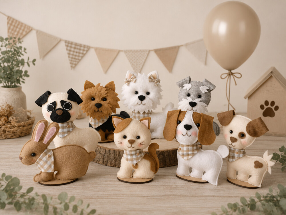 Centro de mesa Pets em feltro