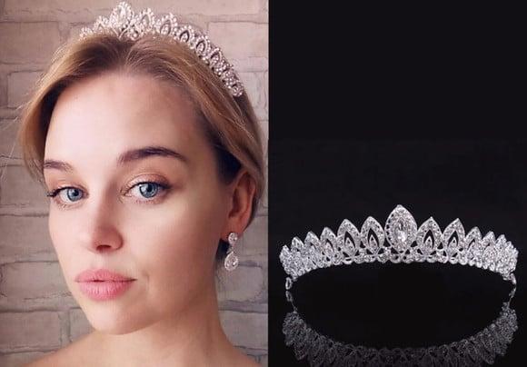 Coroa Tiara Cabelo Noiva Strass Prata Luxo Debutante 037