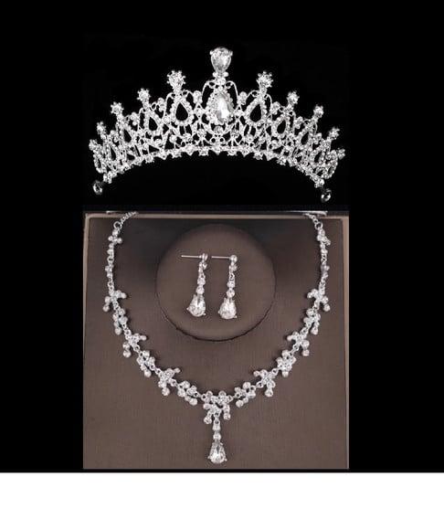 Conjunto Coroa Colar e Brincos Noiva Debutante Miss 055