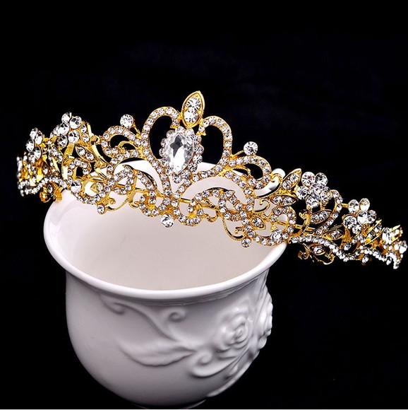 Coroa Tiara Noiva Daminha Debutantes Casamento Dourada 002