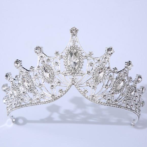 Coroa Tiara de Noiva Casamento Miss Debutante Rainha Prata