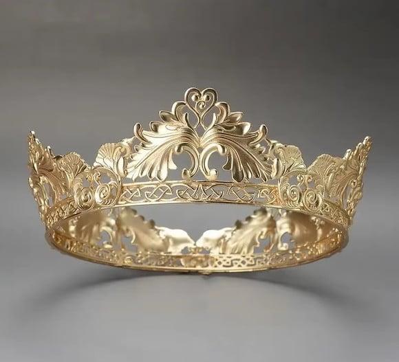 Coroa Masculina Dourada em Aço Inox Luxo Rei Principe