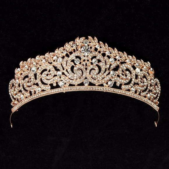 Coroa Tiara Noivas e Debutantes Dourada + Nf Luxo 008